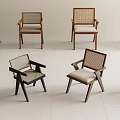 Modern Leisure Chairs with Rattan Backrest Wooden Frame and Various Color Seats