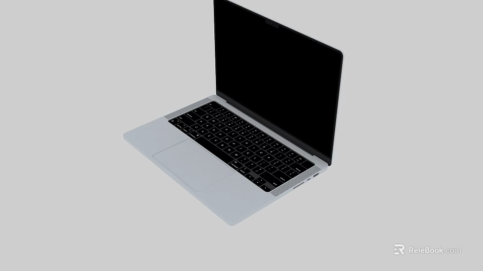 Modern Sleek Laptop With Silver Body Black Screen Open Display And Keyboard Design 3d model 