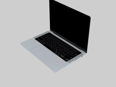 Modern Sleek Laptop With Silver Body Black Screen Open Display And Keyboard Design 3d model