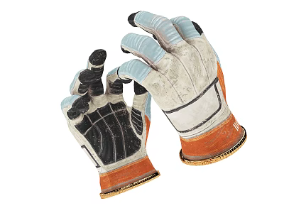 Durable Protective Work Safety Gloves With Orange Cuff Reinforced Palms And Non Slip Grip 3d model