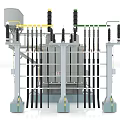 Industrial Factory Building Featuring Power Transformer Equipment Metal Structure and Connecting Cables