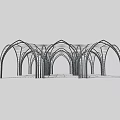 Modern Outdoor Architectural Pergola With Arched Structures And Support Columns 3d model