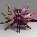 Gorgeous Game Movie Character With Golden Ornaments Pink Purple Petal Wings And Purple Outfit