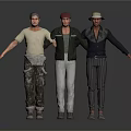 Three Men Standing Together With Different Casual Outfits And Arms Outstretched