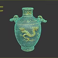 Traditional Chinese Vase With Golden Dragon Patterns And Twin Handles