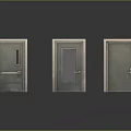 Three Different Designed Swing Doors With Glass Panels And Metal Frames