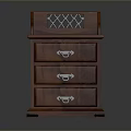 Dark Brown Wooden Nightstand With Three Drawers And Lattice Top Design