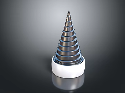 Commercial Equipment Featuring Metal Spiral Structure With White Base Industrial Design And Shiny Surface 3d model