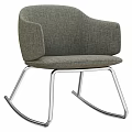 Modern Gray Fabric Armchair with Sleek Metal Legs and Contemporary Design