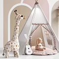 Playful Kids Room Decor Featuring Teepee Tent And Stuffed Animals 3d model