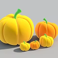 Inflatable Pumpkin Decorations in Various Sizes with Yellow Orange Hues and Green Stems