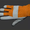 White Leather Palm And Orange Canvas Work Gloves With Reinforced Stitching 3d model