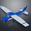 Small Blue And White Passenger Aircraft With Single Propeller Fixed Landing Gear And Cockpit Windows