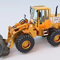 Yellow Construction Loader Functional Vehicle With Large Tires And Front Bucket 3d model