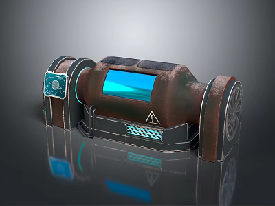 Sci Fi Tech Device With Blue Screen Display Brown Black Exterior And Reflective Surface 3d model