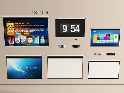 Projection Monitoring With Multiple Projection Screens And Monitoring Displays For Time And Content 3d model