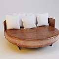 Unique Shape Round Brown Sofa With White Cushions Modern Interior Design 3d model