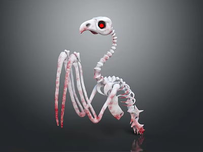 3D Medical Anatomical Skeletal Model With 3D Design And Red Markers For Teaching 3d model