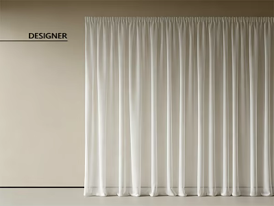 Designer White Curtains With Lightweight Fabric And Elegant Modern Drape 3d model