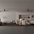 Modern Minimalist Sofa And Coffee Table Combination For Spacious Concrete Living Room Interior Design