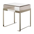 Modern Bedside Table With Sleek Metal Frame And Transparent Top Design