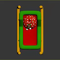 Doll Sleigh with Red Body Green Seat White Balls and Red Star Patterned Cushion