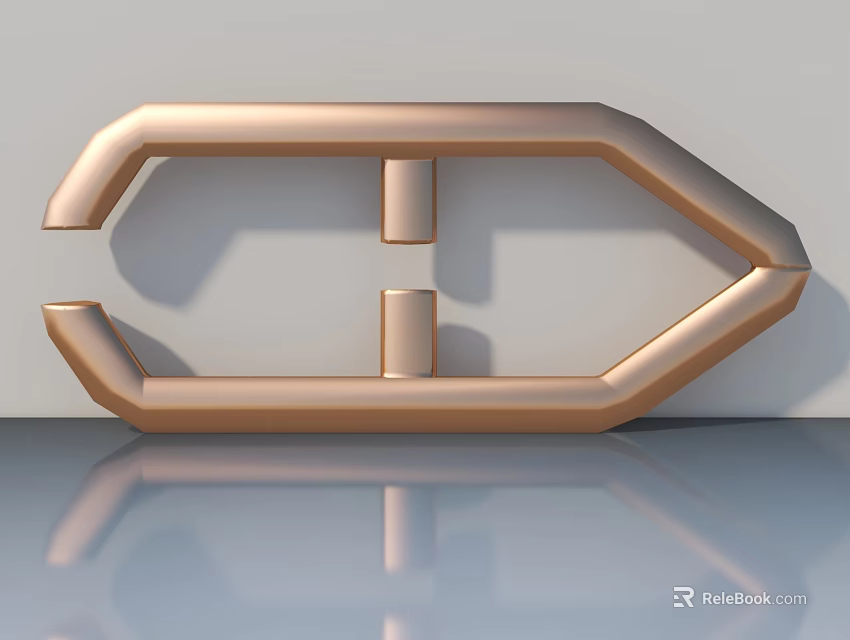 Modern Swing Door Design With Copper Frame And Smooth Shiny Surface For Home 3d model