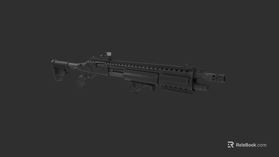 Modern Tactical Assault Rifle With Scope Rail System And Modular Design 3d model 