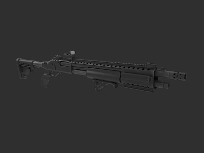 Modern Tactical Assault Rifle With Scope Rail System And Modular Design 3d model