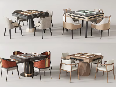 Various Modern Entertainment Table Designs With Colored Upholstered Chairs And Game Tabletop 3d model