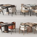 New Chinese Mahjong Table and Chair Hemp Award Table Chess and Card Table Combination 3d model