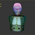 3D Character Bust With Black Short Hair Sunglasses Blue Jacket And Metallic Buckle Details