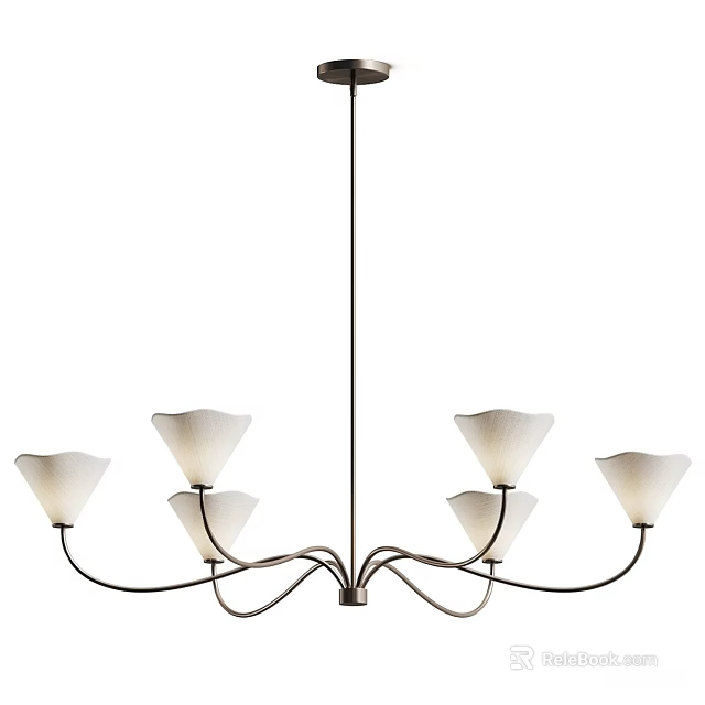 Elegant Modern Chandelier With Multiple White Shades And Metal Frame for Interior Lighting 3d model 