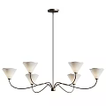 Elegant Modern Chandelier With Multiple White Shades And Metal Frame for Interior Lighting