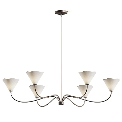 Elegant Modern Chandelier With Multiple White Shades And Metal Frame for Interior Lighting 3d model