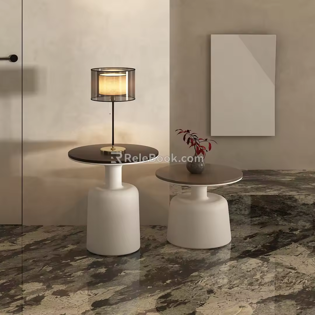 Retro Table Lamp Modern Table Lamp Retro Round Table Modern Round Table Lamp Round Table Side Table Round Table Coffee Table 3d model