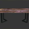 Unique Wooden Table With Resin Inlay And Modern Metal Legs For Home Living Room