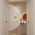 Cream Simple Style Arc Light Strip Grille Corridor End View Entrance 3d model