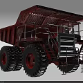 Red Heavy Duty Functional Dump Truck With Large Tires Metal Railings And Ladder