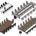 Modern Office Conference Tables With Wooden Glass Tops And Ergonomic Chairs