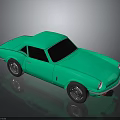 Green Vintage Two Door Sports Car With Black Windows And Silver Wheels