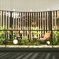 Cozy Lounge Area With Lush Green Plants Wooden Screens And Comfortable Seats