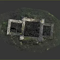 Ruined Abandoned Old Building Structure Overgrown With Lush Vegetation And Green Grass
