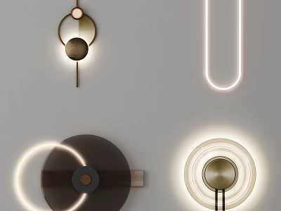 Modern Wall Lamps With Circular Rings Metal Frames And Soft Glow Lighting 3d model