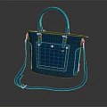 Blue Handbag With Top Handles Detachable Shoulder Strap And Metal Accents