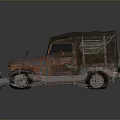 Rusty Red Vintage Off Road Vehicle With Canvas Top And Classic Retro Design