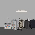 Minotli Assorted Wheeled Suitcases With Sticker Covered Patterned And Solid Colors