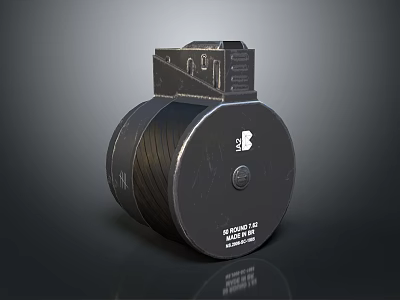 Tactical Military Weapon Ammunition Black Metal Cylindrical Shell Design Details 3d model