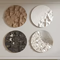 Four Circular Textured Wall Decor in Various Colors for Modern Home Interior 3d model