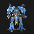 Futuristic Blue Intelligent Machine Featuring Yellow Accents And Mech Style Weapons Design